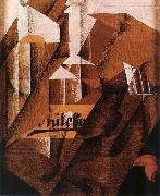 The still life having bottle Juan Gris